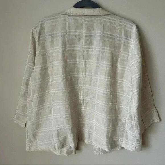 Eileen Fisher Organic Cotton Linen Collared Blazer Jacket Ivory Size Medium - Picture 7 of 8